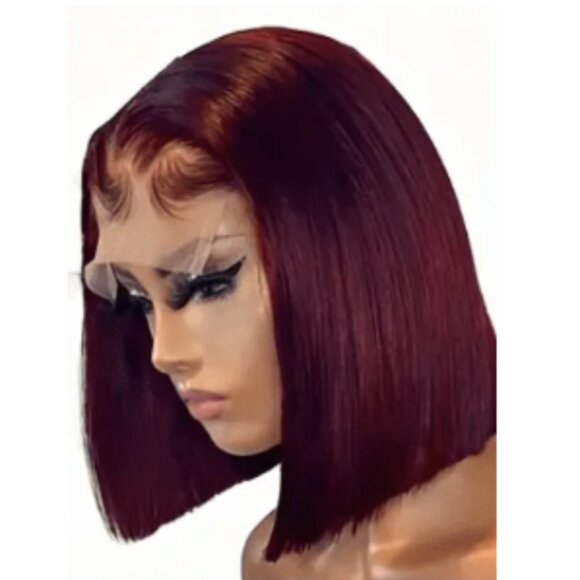 HD LACE FRONTAL BOB color: 99j wig.Human hair 180 density ( Burgundy )